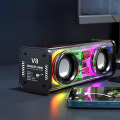 V8 Mecha Transparent RGB Light Bluetooth Speaker - Portable Wireless 5.0 Sound. 