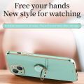 For iPhone 13 XINLI Straight Edge 6D Electroplate TPU Phone Case with Ring Holder.