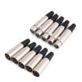 xlr female connector 5 Pairs 3-Pin XLR Mic Microphone Audio Connector Male Plug + Female Socket.