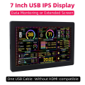 7" USB-C for PC Case Monitor, 1024x600 IPS Secondary Screen, Computer Temp Monitor for AIDA64 CPU RAM GPU. 