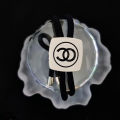 【Guaranteed to look good】 Classic Style Head Rope Square Chanel-Style Powder Double Letter Hair Ring Double Layer Hair Accessories Simple All-Match. 