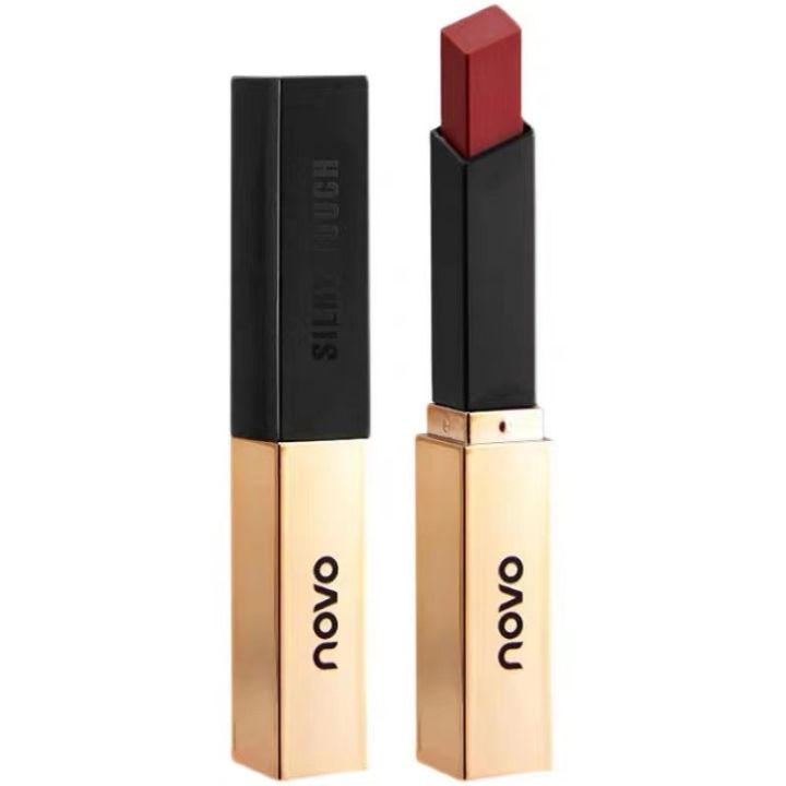 NOVO%20Velvet%20Thin%20Tube%20Small%20Gold%20Bar%20Lipstick%20Women's%20Tube%20Matte%20Lipstick%20Bean%20Paste%20Cinnabar%20Orange%20Red%20Waterproof%20Non-Makeup%20-%20Image%205