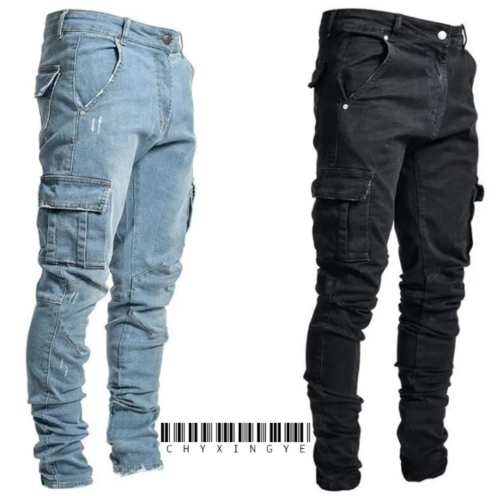 Jeans%20Men%20Black%20Cargo%20Pants%20Multi%20Pockets%20Denim%20Pantalones%20Blue%20Slim%20Fit%20Overol%20Hombre%20Fashion%20Casual%20Streetwear%20Trousers%203XL%20-%20Image%202