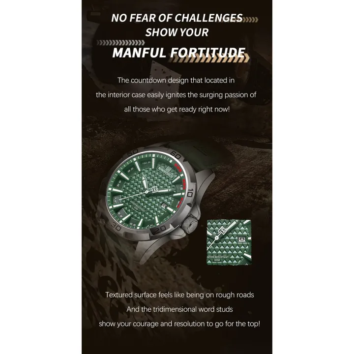 NAVIFORCE%20NF8023%20Green%20PU%20Leather%20Analog%20Watch%20For%20Men%20-%20Silver%20&%20Green%20-%20Image%208