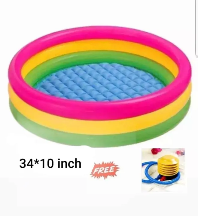 Baby%20Bath%20Tub,%20Baby%20Swimming%20Pool%20with%20Pumper%20(34%20X10inch)%20-%20Multicolor%20-%20Image%202