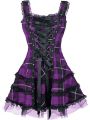 Vintage Plaid Bandage Gothic Women A-line Dresses Grunge Aesthetic Lace Trim Patchwork Mini Dress Punk Bodycon Partywear. 