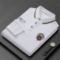 Korean Fashion Men's Polo T-shirt Long Sleeves Embroidered Logo Polo Shirt Lapel Breathable Top Streetwear Loose Ropa Hombres. 