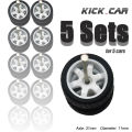 1/64 Wheels with Rubber Tires for 1:64 Toy Car Model Diecast Cars Miniature Parts Modified for Hotwheels (5 sets for 5 Cars).