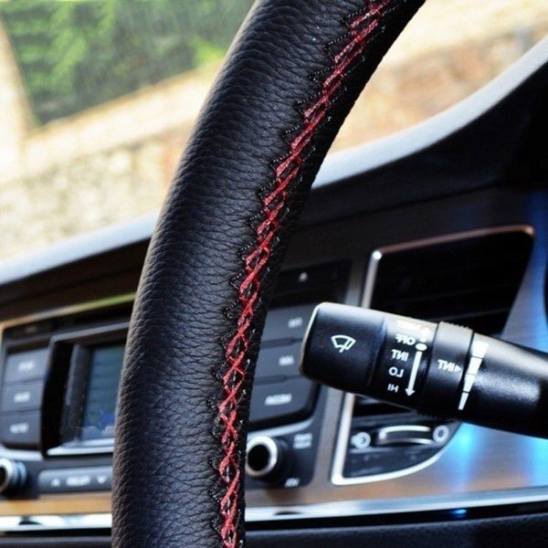 Universal Leather DIY Car Steering Wheel Cover Protector &Needle Thread 38cm