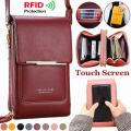 Women Bag Touch Screen Cell Phone Purse Smartphone Wallet Leather Shoulder Strap Handbag. 