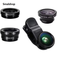 3 in 1 Fisheye Phone Lens Wide Angle Zoom Lens Fish Eye Macro Lenses Camera Kits With Clip Lens On The Phone For All Smart Phone.