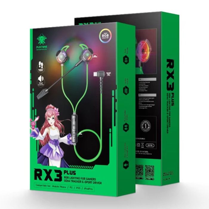 Plextone RX3 Plus Headphone in Type C Interface Wired Gaming Headset Laptop Light Earphone