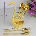 Swan Dinnerware European Style Gold Finish Metal Cake /Coffee Spoon Fork Set Tableware For Home Table Decor. 