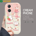 UCUC for Vivo Y03 Y18 Y18e Back Cover Cute Penguin  Cream Texture Wavy Edge Soft Silicone Phone Case. 