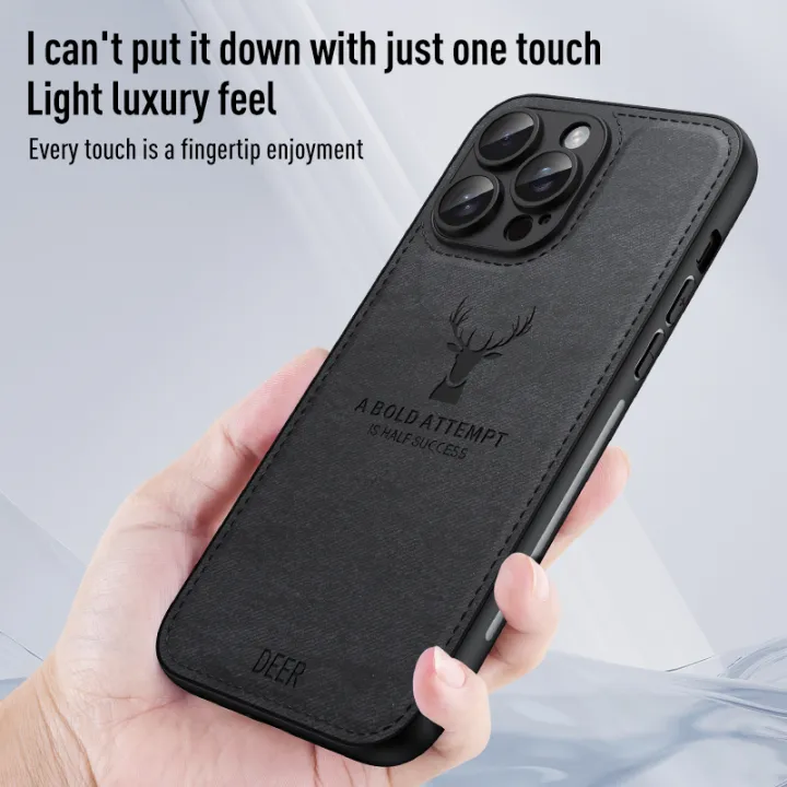 Luxury%20Cloth%20Leather%20Deer%20Head%20Pattern%20Case%20for%20iphone%2015%2014%2013%2012%2011%20Pro%20X%20XR%20XS%20Max%207%208%20Plus%20Shockproof%20Soft%20Back%20Shell%20Cover%20-%20Image%202