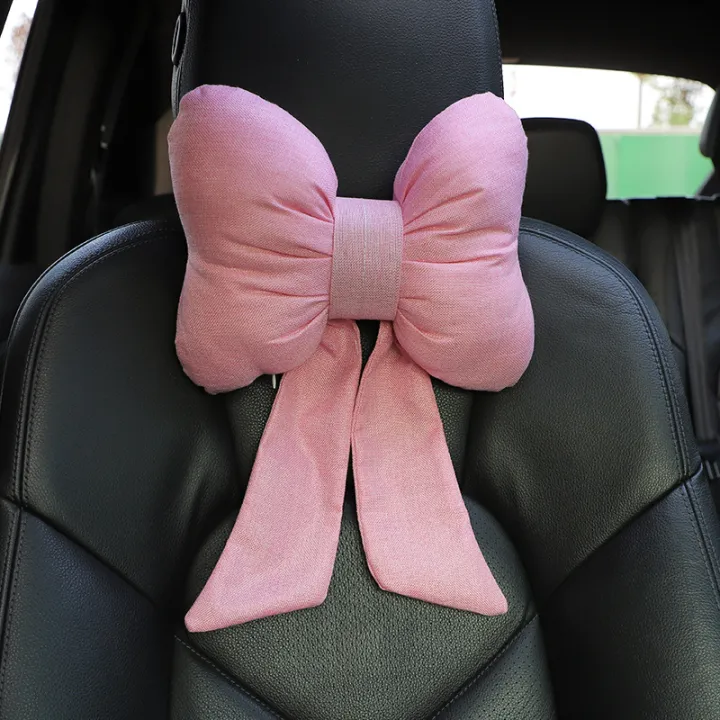 Car%20headrest%20mesh%20red%20bow%20ribbon%20comfort%20neck%20protection%20pillow%20summer%20general%20car%20waist%20cushion%20-%20Image%203