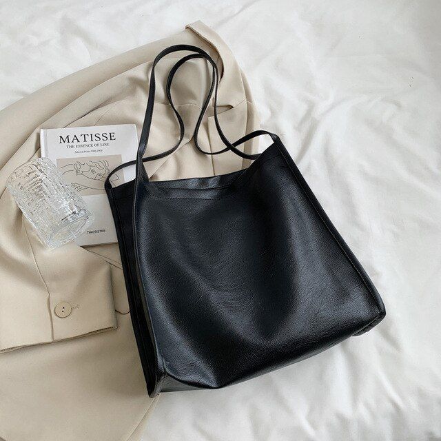 2022%20New%20Large%20Capacity%20Simple%20Pure%20Color%20Soft%20Tote%20Bags%20Leisure%20Korean%20Style%20Daily%20Students%20Bags%20Handbag%20Women's%20Leather%20Bags%20-%20Image%202