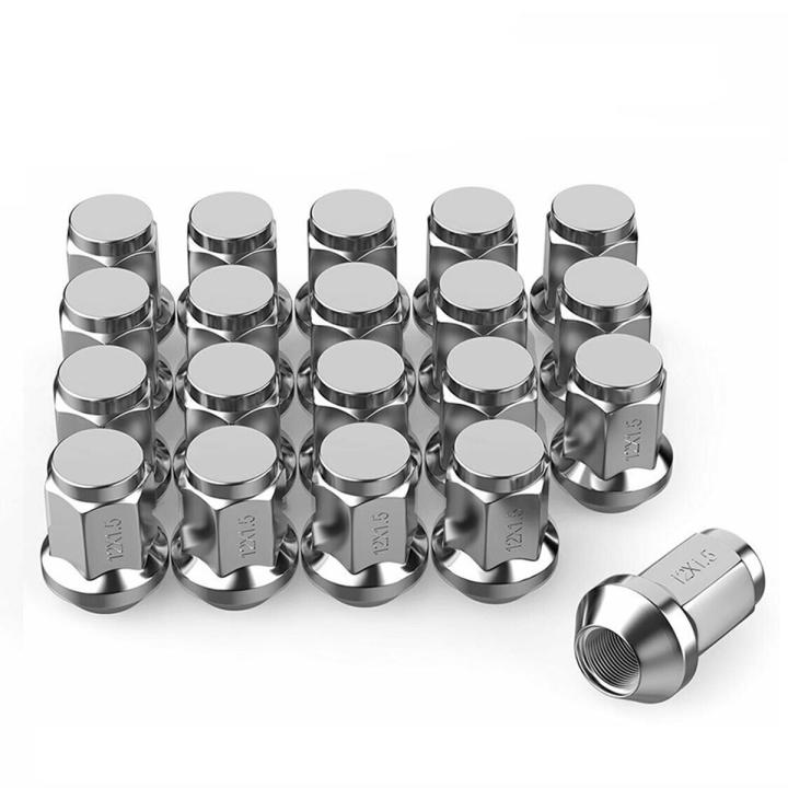 24 pcs Chrome Bulge Acorn Wheel Lug Nuts 1/2-20 Closed End 1.9 XL Tall 3/4 Hex
