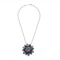 Morkopela The Black Dahlia Necklace Vintage Flower Pendant Pins For Women Banquet Crystal Necklaces Jewelry. 