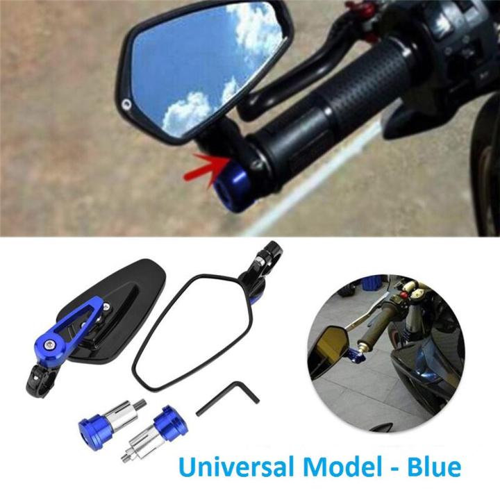 Handle End Looking Glass For Motorcycle, Rearview Mirror luxury Universal. Model CR7 2 Pcs-Blue