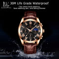 LouisWill Men's Casual Fashion Quartz Watches Leather Strap 3ATM Waterproof - Business Wristwatches. 