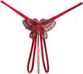 Women's  Lace G-String Thongs with Pearls - Transparent Nylon/Spandex Lingerie, One Size. 
