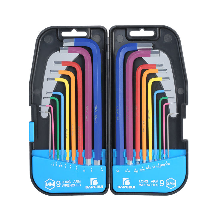 18PCS%20Ball%20End%20Hex%20Key%20Wrench%20Set%20Multicolor%20Long%20Arm%20Metric%20&%20SAE%20Wrenches%20Industrial%20Grade%20Chrome%20Vanadium%20Steel%20Hex%20Key%20Allen%20Wrench%20with%20Holding%20Case%20-%20Image%202