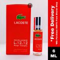 Lacoste L.12.12 Rouge Energetic Concentrated Perfume Oil Limited Edition Roll On For Men Long Lasting Attar Non-alcoholic Fragrance - 6ml. 