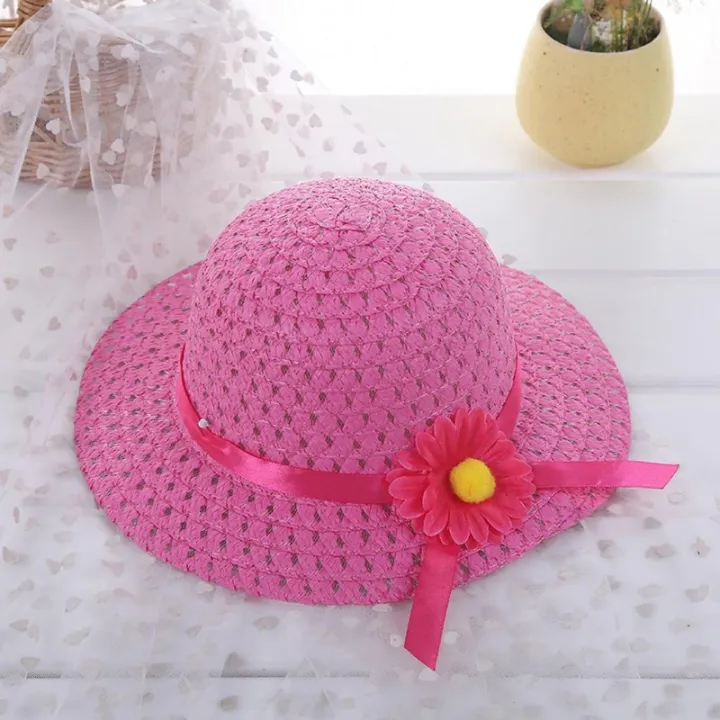 Sagit%20Baby%20Kids%20Girl%20Summer%20Floral%20Flower%20Straw%20Visor%20Sun%20Hat%20Beach%20Hats%20-%20Image%205