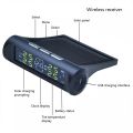 TOHAYIE Smart Car TMPS Solar Power Waterproof LCD Display Auto Tyre Tire Pressure Monitoring System with Clock (External). 
