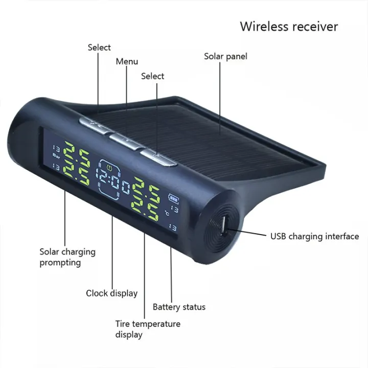 TOHAYIE%20Smart%20Car%20TMPS%20Solar%20Power%20Waterproof%20LCD%20Display%20Auto%20Tyre%20Tire%20Pressure%20Monitoring%20System%20with%20Clock%20(External)%20-%20Image%203
