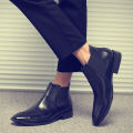 Men's boots British Pointed Toe Dr. Martens Boots Men's Short Boots Korean Style Trendy Chelsea Boots Men's Retro High-Top Leather Shoes. 