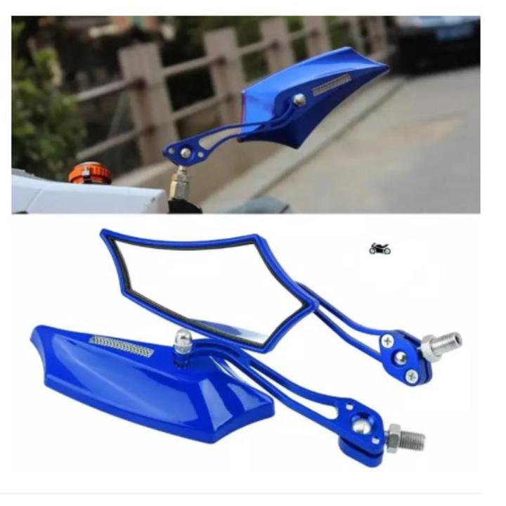 1101 Looking Glass For Motorcycle Most Bike Universal Model Mirror Blue 2Pcs