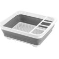 Collapsible Dish Drying Rack with Cutlery Organizer | Portable Space-Saving Dinnerware Drainer Board for Kitchen Countertop, RV, Camping & Small Spaces | Durable & Flexible.