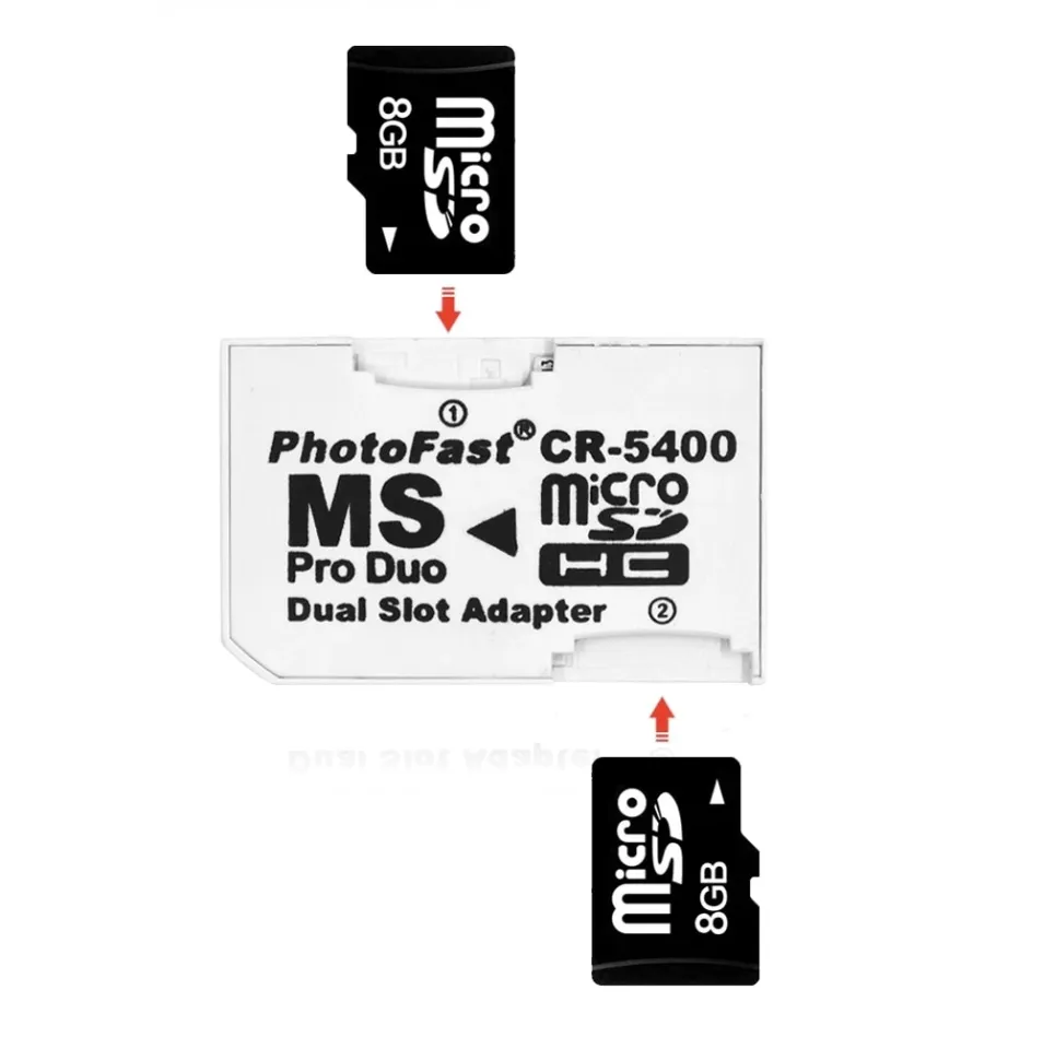 TISHRIC Memory Stick Pro Duo Card Reader Mini MicroSD TF To MS