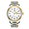 OLEVS 5567 Silver And Golden Two-tone Stainless Steel Analog Watch For Men - Golden & Silver. 