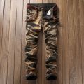 2022 High Quality Men Casual Jeans Coated Slim Straight Pleated Biker Jeans Pants Male Denim Casual Pants Plus Size 42. 