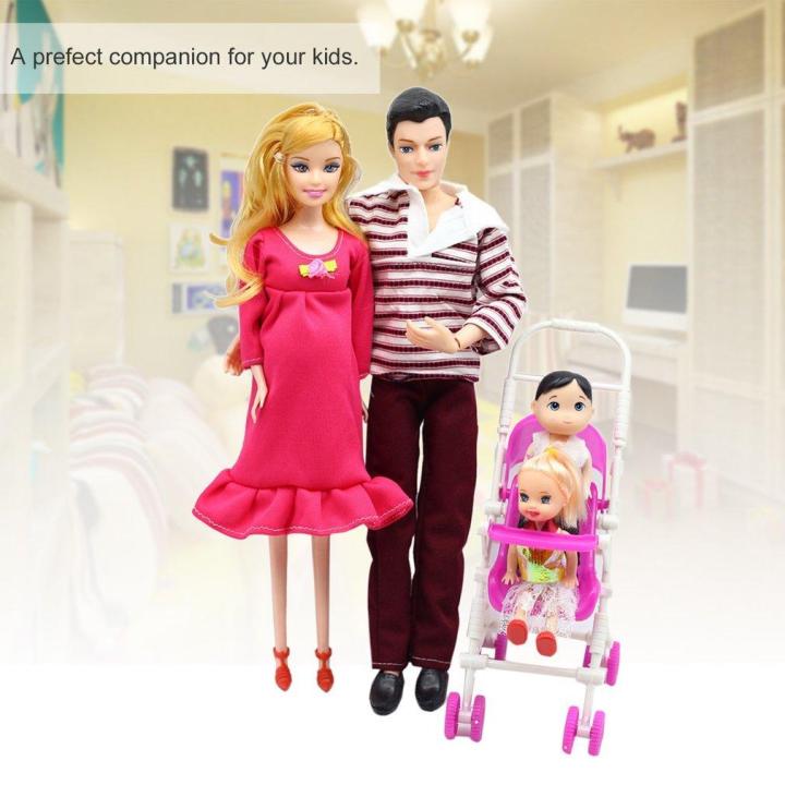 NYT%205%20People%20Dolls%20Suit%20Pregnant%20Doll%20Family%20Mom+Dad+Baby%20Son+2%20Kids+Baby%20Carriage%20-%20Image%203