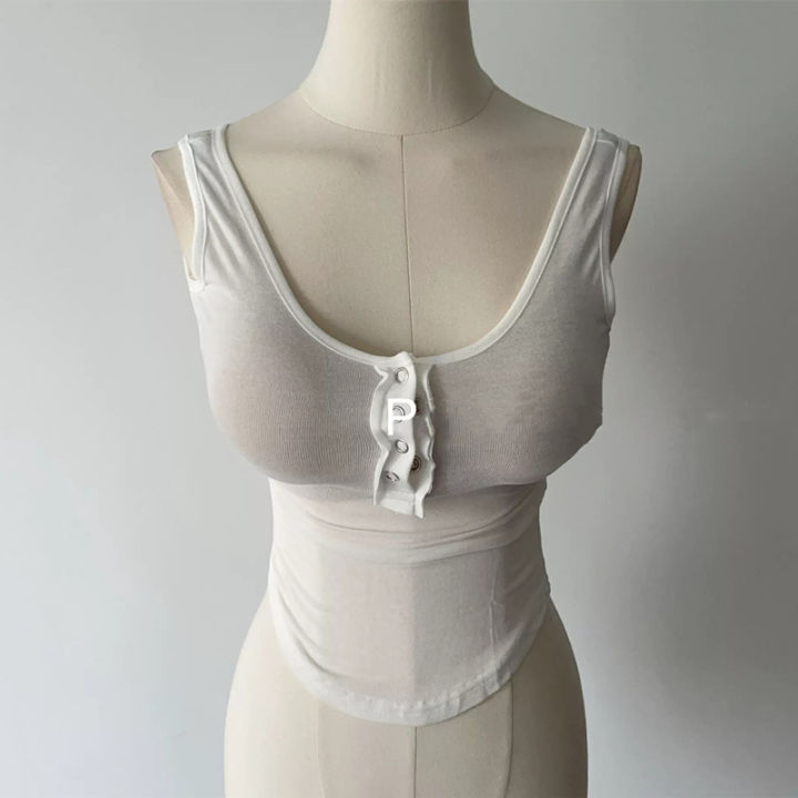 Korean%20Style%20Bodycon%20Chest-Highlight%20Micro%20Transparent%20Hot%20Girl%20Short%20Top%20Summer%20New%20Hot%20Girl%20Sling%20Vest%20Inner%20Match%20T%20Women's%20T-shirt%20ins%20-%20Image%206