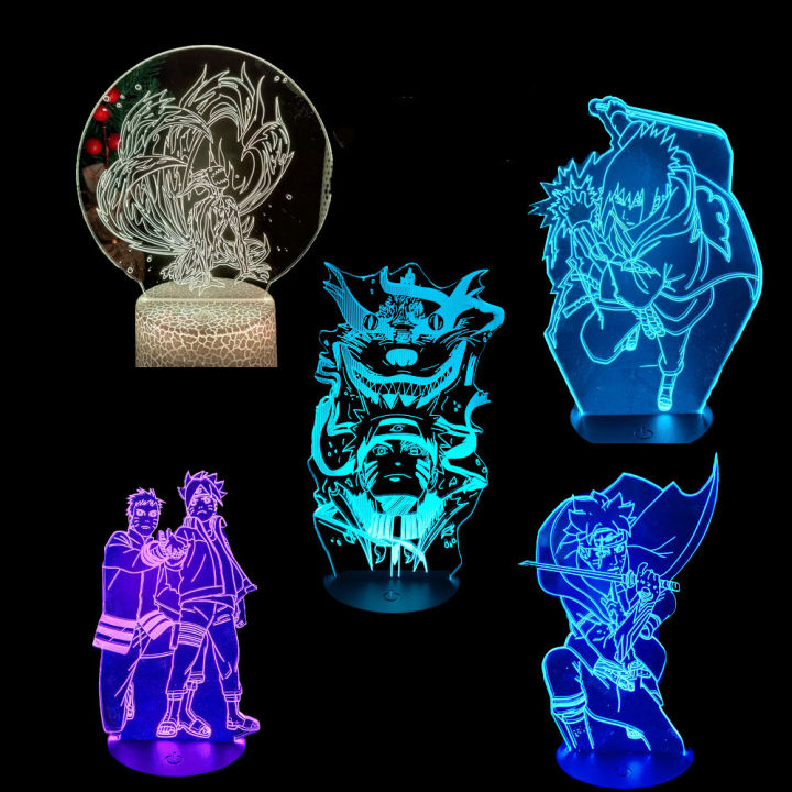 Uchiha Sasuke Uchiha Obito Cartoon 3D Night Lights Namikaze Minato Uzumaki Gaara LED Figure Night Lamp Sakura Anime Nightlights