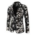 Casual Men Blazer Fashion Print One Button Autumn Single Button Colorful Pattern Suit Coat.