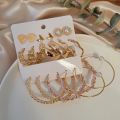 Stud earrings / Fashionable New Trendy 9 Pairs = 18 Pcs Mixed Designs Big Hoop Pearl Dainty Stud Earring for Women and Girls. 
