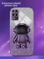 AnDyH Phone Case for OPPO A54 4G Flash Powder Gradient Plating Casing with Astronaut Stand. 