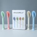 Three-in-one Environmentally Travel picnic Friendly Wheat Straw Tableware Sustainable Knife fork spoon three in one portable 1 set.