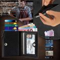 Carbon Fiber Leather Business Metal Aluminum Wallet for Men RFID Blocking 100% Genuine Leather Slim Pop Up Card Holders. 