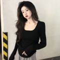 Pure Desire Style White Long Sleeve T T-shirt Women's Autumn and Winter Design Sense Niche Slim Bottoming Shirt Inner Wear Unique Chic Top. 