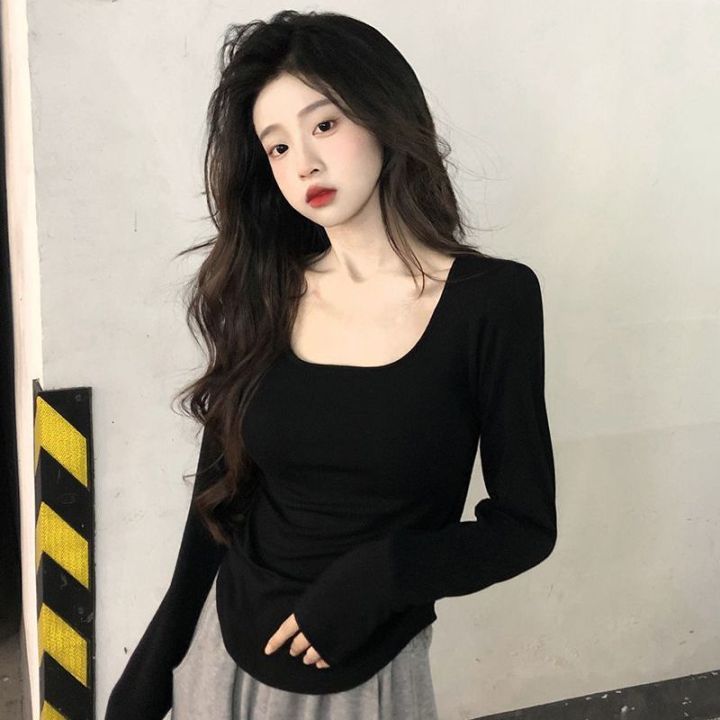 Pure%20Desire%20Style%20White%20Long%20Sleeve%20T%20T-shirt%20Women's%20Autumn%20and%20Winter%20Design%20Sense%20Niche%20Slim%20Bottoming%20Shirt%20Inner%20Wear%20Unique%20Chic%20Top%20-%20Image%204