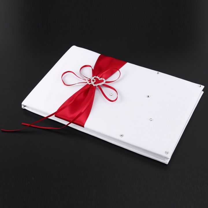 Wedding%20Guest%20Book%20With%20Pen%20Holder%20Sets%20Satin%20Bows%20Signature%20Book%20With%20Diamonds%20Shape%20For%20Party%20Decorations%20-%20Image%204