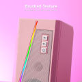 Redragon GS520 RGB Desktop Speakers, 2.0 Channel PC Stereo Speaker with 6 Colorful LED Modes, Enhanced Sound, White/Pink.