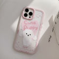 Sroof Case For iPhone 11 12 13 14 15 16 Pro Max Korean Girls Pink Cute Puppy Shockproof Silicone Soft Phone Case Back Cover.